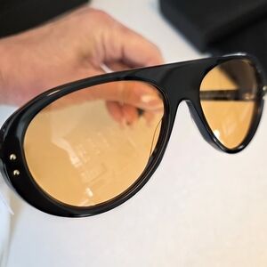 Carolina Lemke Women's Black Sunglasses with Amber Lenses